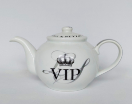 Theepot VIP, wit / grijs