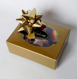 Kerstchocolade in vensterdoos met strik, 250 gram