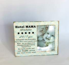 Tekstbordje 25 x 20 cm,  glas met tekst: Hotel Mama