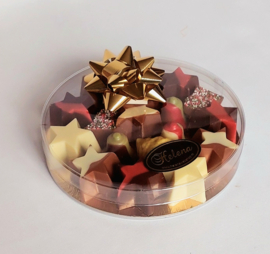 Kerstchocolade in ronde doos, 17 cm