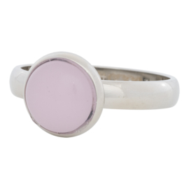 12mm 1 pink stone. Zilver