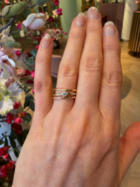 Aanschuif ring zwaar met diamant - III  rood & geel