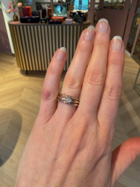 Aanschuif ring zwaar met diamant - IV wit & geel