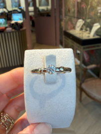 Aanschuif ring zwaar met diamant - IV wit & geel