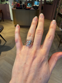 Aanschuif ring zwaar met diamant - IV wit & geel