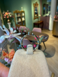 Aanschuif ring zwaar met diamant - IV wit & geel