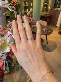 Aanschuif ring zwaar met diamant - IV wit & geel