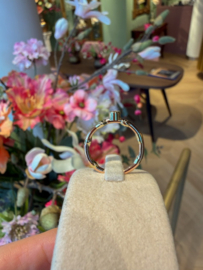 Aanschuif ring zwaar met diamant - III  rood & geel