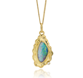 Boulder opaal & diamant(Verkocht!)