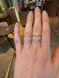 Aanschuif ring zwaar met diamant - IV wit & geel