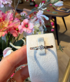 Aanschuif ring zwaar met diamant - III  rood & geel