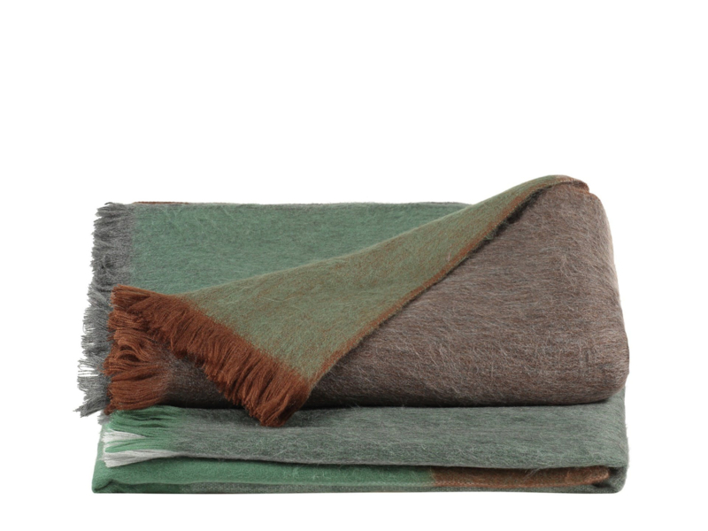 Ster Een effectief Maestro Alpaca wollen plaid bruin groen | WOONPLAID | 123hamamdoek.nl