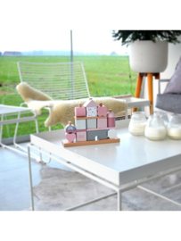 Label Label Stacking Blocks House - Pink