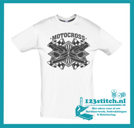 Motocross T-shirt wit met logo