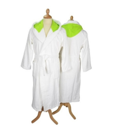 Badstof badjas met capuchon White \Lime Green