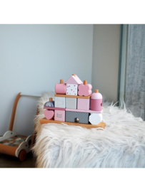 Label Label Stacking Blocks House - Pink