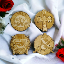 Onderzetters Guns and Roses houten onderzetters