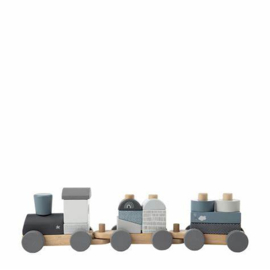 Label Label houten trein met naam - Blue