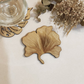 Set van 6 houten onderzetters - Bladeren