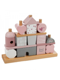 Label Label Stacking Blocks House - Pink