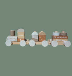 Label Label houten trein met naam - Nougat