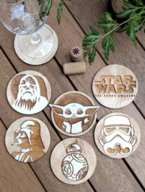 Set van 6 Star Wars - Baby Yoda - The Madalorian houten onderzetters