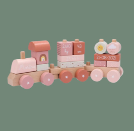 Geboortetrein Roze met naam