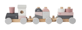 Label Label houten trein met naam - Pink