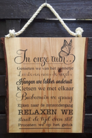 tekstbordje "In onze tuin"
