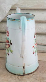 Emaille kan met bloemen VERKOCHT