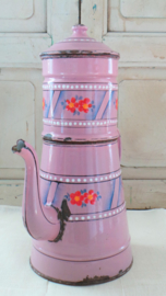 Emaille roze koffiepot VERKOCHT
