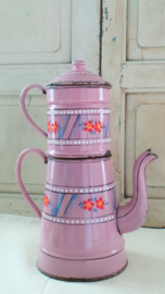 Emaille roze koffiepot VERKOCHT