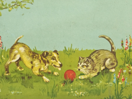 Dienblaadje met spelende dieren
