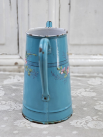 Zeegroene koffiepot met bloemen VERKOCHT