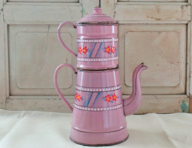 Emaille roze koffiepot VERKOCHT