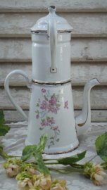 Emaille koffiepot met bloemen VERKOCHT