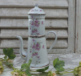 Emaille koffiepot met bloemen VERKOCHT