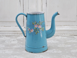 Zeegroene koffiepot met bloemen VERKOCHT