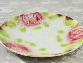 Barbotine bord oudroze roos VERKOCHT