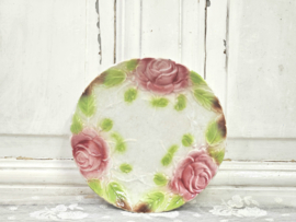 Barbotine bord oudroze roos VERKOCHT