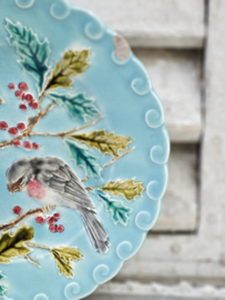 Barbotine bord met vogels