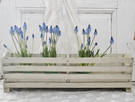 Witte houten bloembak