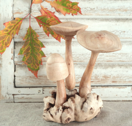 Houten paddenstoelen VERKOCHT