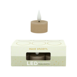 Led waxinelichtjes set v 6 beige