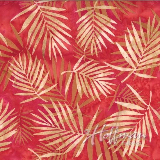 Hoffman Batik - Palm Leaves nasturtium