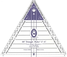 60 graden Triangle Ruler (Marti Michell) 2 inch tot 6 inch