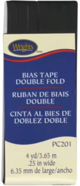 Bias Tape 1/4 inch - Black (niet opstrijkbaar)