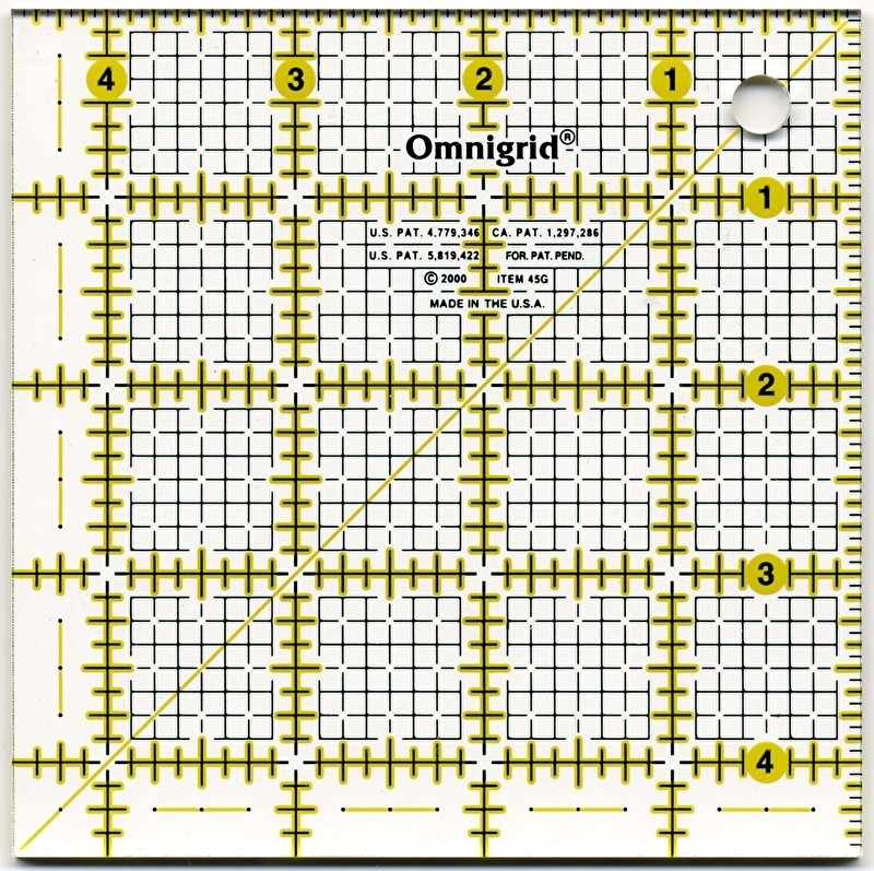 Categorie Kustlijn Aankoop Omnigrid Quilt liniaal 4,5 x 4,5 inch (Bias Square) | Linialen - Inches |  QuiltersPalet