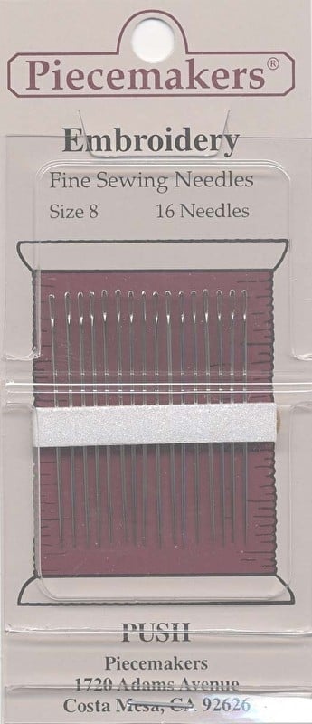 Piecemaker Embroidery / Crewel Needles Size 8