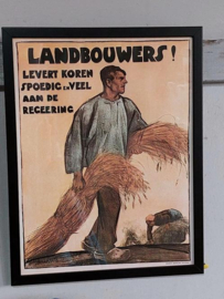 Oud Affiche Repro Willy Sluiter Landbouwers Levert Koren Spoedig in Lijst